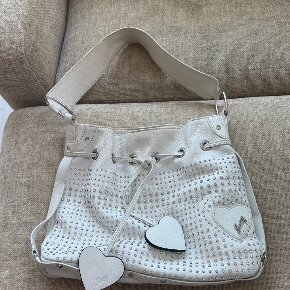 Vintage Juicy Couture White Leather & Rhinestone Studded Women's Bag
